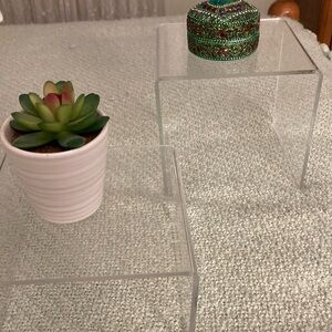 2 Clear Acrylic Display Stands 6” & 4” High Selling Both $35